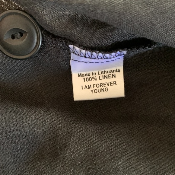 Flax 100% Linen Lagenlook Jacket/ Blouse/ Blazer Size S Black Button Down Shirt - Picture 3 of 12